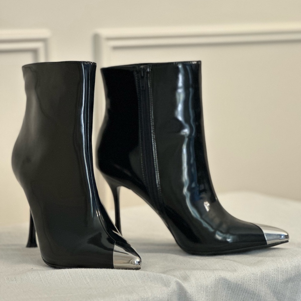 INC International Concepts Black and Silver Heeled Boots